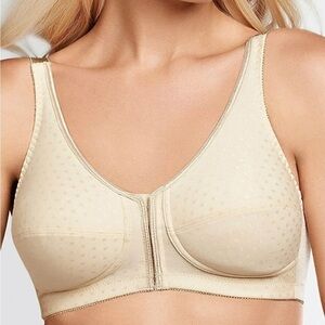 Amoena 2124 Front & Back Closure Mastectomy No Wire Bra 34 DD beige